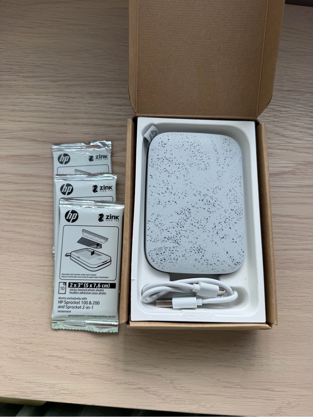 HP Sprocket Portable Photo Printer With White Speckled Design